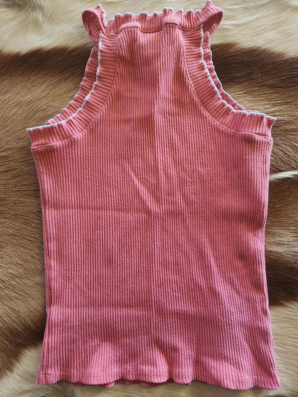 art class Pink Ribbed Ruffle-Trim Mock Neck Tank - Picture 2 of 3